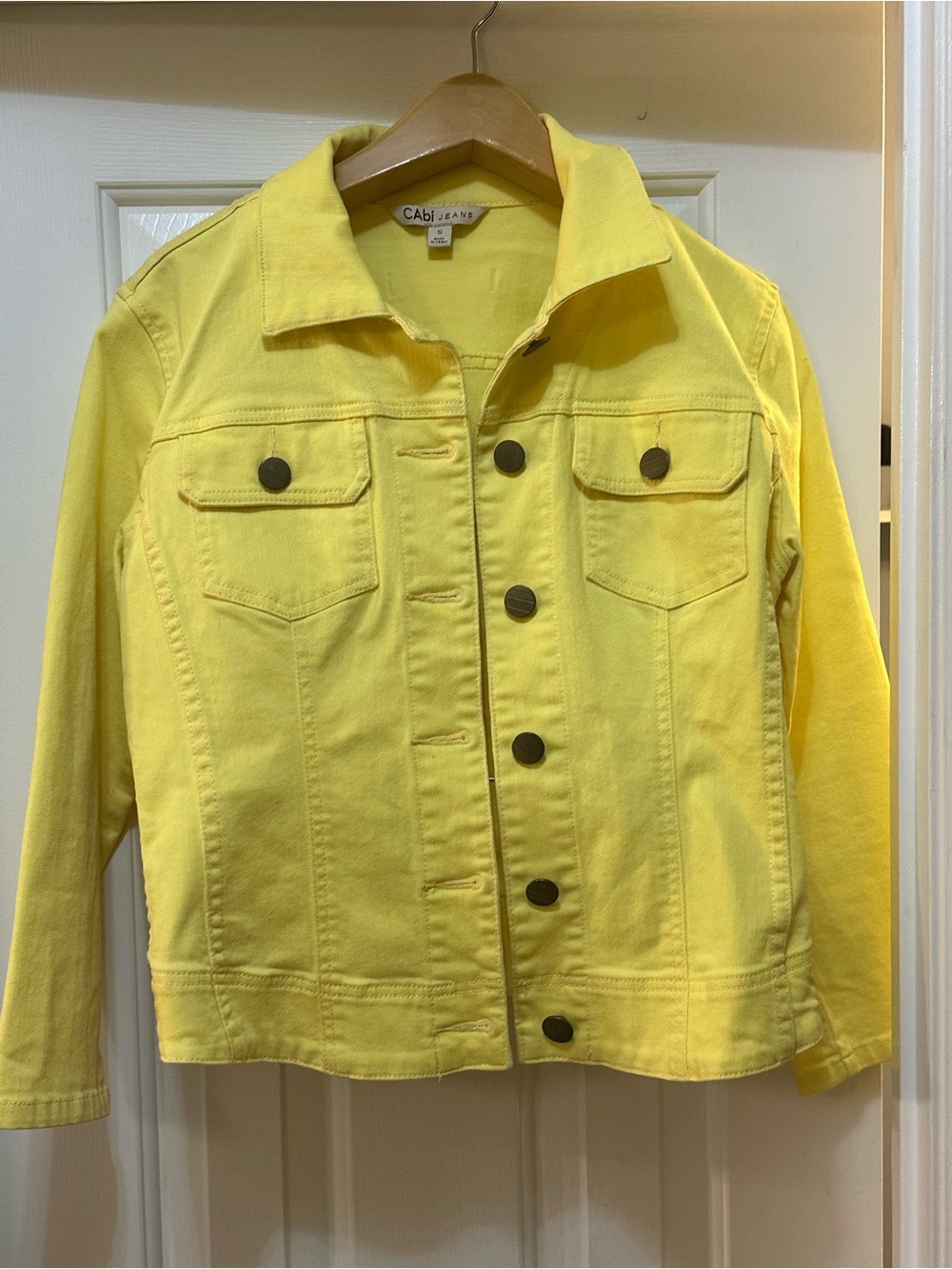 CAbi Yellow Denim Jacket with Button-Front
